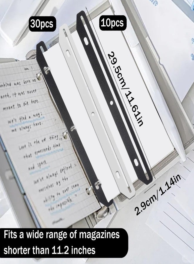 Gtziqa 3 Hole Punched Magazine Holders, 40 PCS 3 Hole Punched Magazines Organizer Binder Insert Strips Magazine Binder 30 Translucent White and 10 Black (Thicker), For Magazines Storage Craft Paper File Book - Image 3